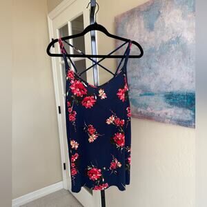 Papermoon Floral Navy Strappy Tank Women’s 3x Plus High Low